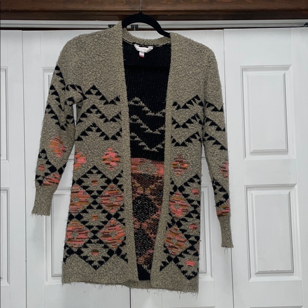 No Boundaries Cream and Black Cardigan Sweater